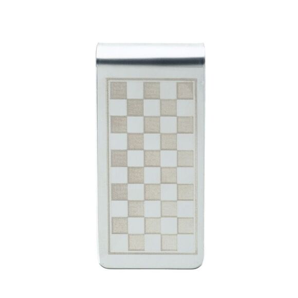 CTM Men's Stainless Steel Checkerboard Money Clip - Picture 1 of 3